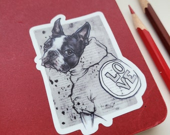 Boston terrier LOVE sticker | Daily dog stickers | Dog Stickers | Waterproof Stickers | Vinyl Stickers | Laptop Stickers | Stickers