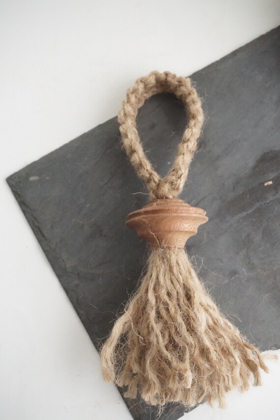 Rustic Wooden Jute Tassel Drawer Pull Holiday Ornament Gift Etsy