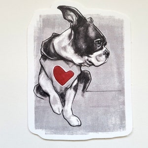 Boston terrier red heart sticker Daily dog stickers Dog Stickers Waterproof Stickers Vinyl Stickers Laptop Stickers Stickers image 5