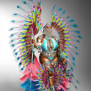 Curvy Carnival Costume, Warrior, Cosplay,Samba, Feathers, Caribbean Costume