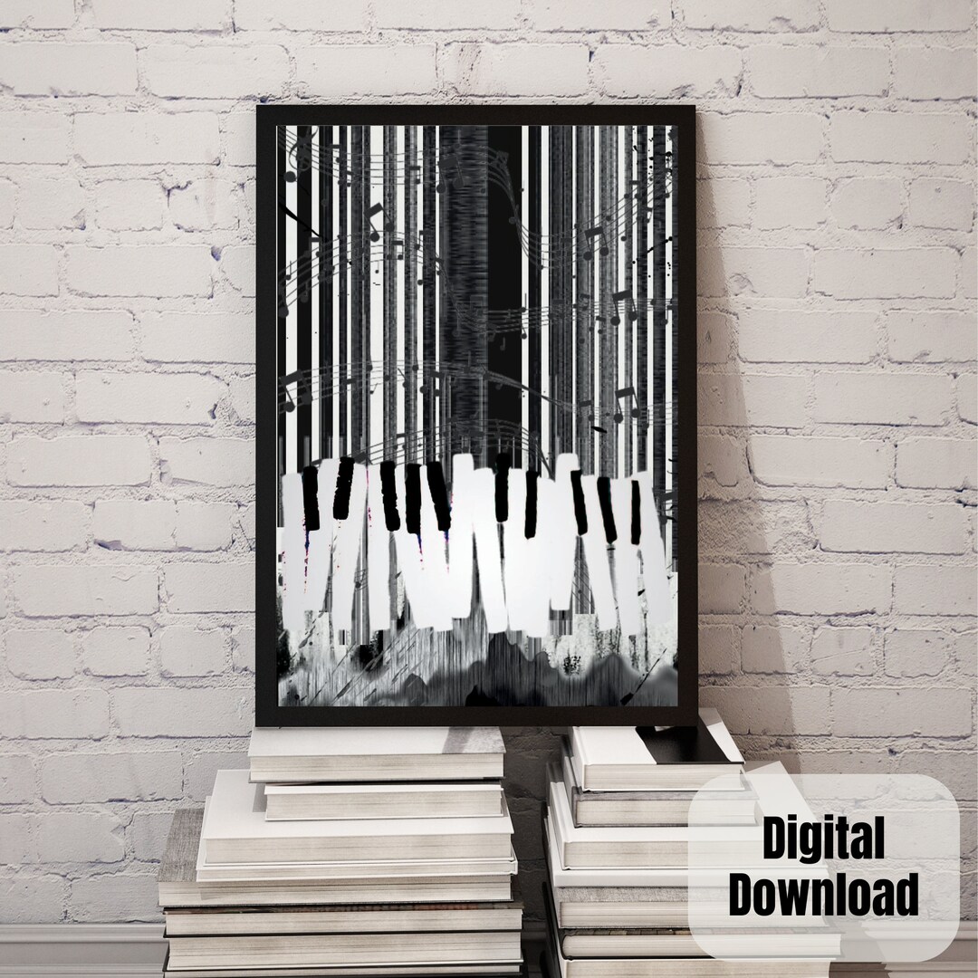 Piano Keys Art,piano Wall Art,printable Wall Art,black and White Art ...