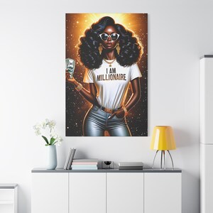 Motivational Black Girl Boss, Canvas Wall Art, Digital Art, Black Queen, Black Girl Magic, Black Girl Power, Black Beauty, Wall Decor
