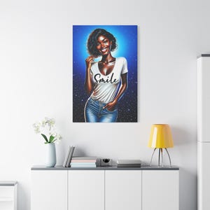 Motivational Black Girl Boss, Canvas Wall Art, Digital Art, Black Queen, Black Girl Magic, Black Girl Power, Black Beauty, Wall Decor