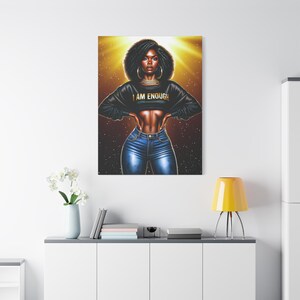 Motivational Black Girl Boss, Canvas Wall Art, Digital Art, Black Queen, Black Girl Magic, Black Girl Power, Black Beauty, Wall Decor