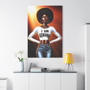 Motivational Black Girl Boss, Canvas Wall Art, Digital Art, Black Queen, Black Girl Magic, Black Girl Power, Black Beauty, Wall Decor
