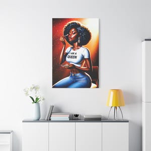 Motivational Black Girl Boss, Canvas Wall Art, Digital Art, Black Queen, Black Girl Magic, Black Girl Power, Black Beauty, Wall Decor