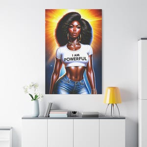 Motivational Black Girl Boss, Canvas Wall Art, Digital Art, Black Queen, Black Girl Magic, Black Girl Power, Black Beauty, Wall Decor