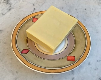 Soap Dish + Bar Soap / Upcycled Soap Dish / Draining Soap Dish / Olive Oil Soap