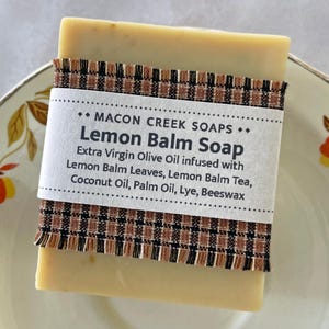 Handmade Lemon Balm Olive Oil Soap: Naturally Scented, Dye-Free