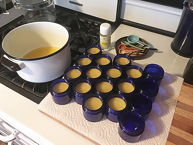 Comfrey Calendula Salve / 2 ounces / Blue Glass Jar / Comfrey Calendula Balm image 2