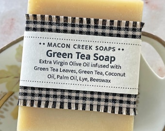 Natural Green Tea Olive Oil Soap: Unscented Bar