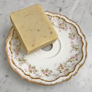 Upcycled Theodore Haviland Soap Dish with Macon Creek Soap