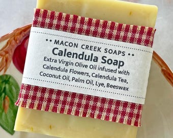 Handmade Calendula Soap Bar | Olive Oil Soap | Fragrance Free | Sensitive Skin