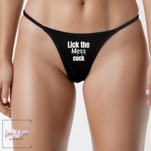 Lick the Mess Cuck Sexy Thong G-String QOS , Naughty Lingerie Panties, Hotwife Lifestyle, Queen of Spades