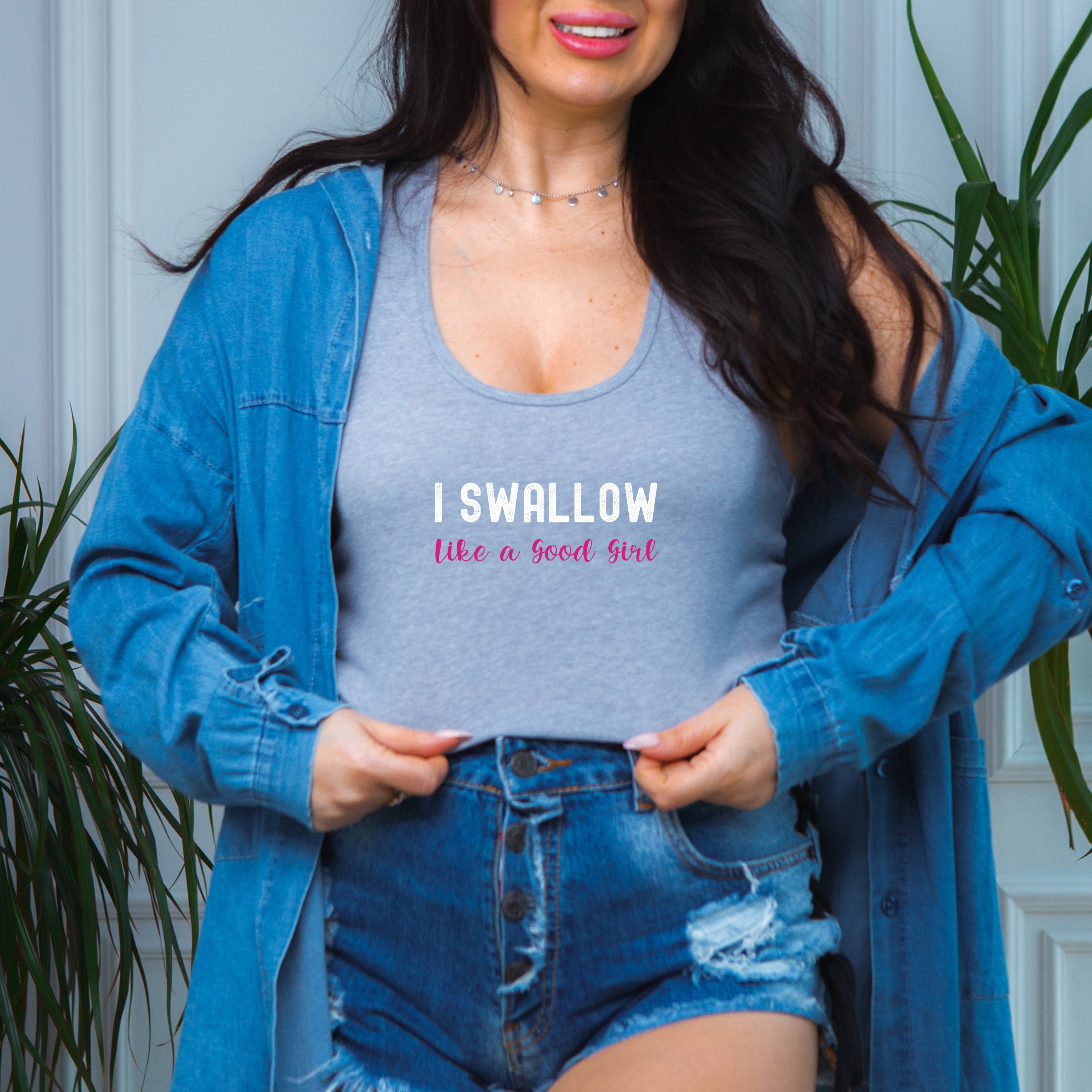 I Swallow Like a Good Girl Swinger Clothes Tank Top, Cum Lover Blowjob