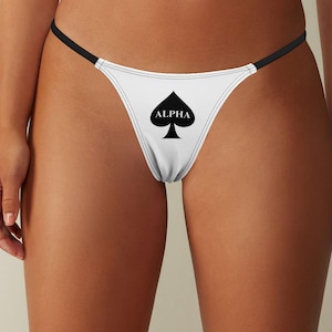Alpha Hotwife thong QOS, Alpha Queen of Spades sexy underwear, Panties for hotwife, Cuck, Bull, gift idea for her, femme femdom Gstring