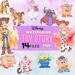 Aquarell Toy Story Charaktere Digitaldruck, Toy Story Aquarell Bundle Clipart, Toy Story Aquarell Magie Digital Art Collection
