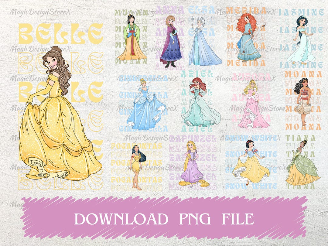 Princess Watercolor Clipart Bundle , Fairytale Digital PNG , Watercolor ...