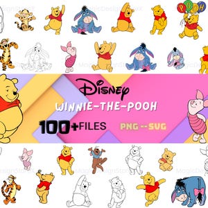 Winnie the Pooh and Friends SVG Bundle  , Digital Download , Pooh and Friends  PNG Bundle , Winnie the Pooh silhouette, Winnie the Pooh