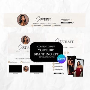 Youtube Branding Kit - Youtube Banner, Intro and Outro Designs - Editable Templates - Canva Template