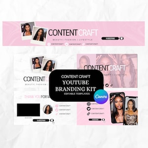 Youtube Branding Kit - Youtube Banner, Intro and Outro Designs - Editable Templates - Canva Template