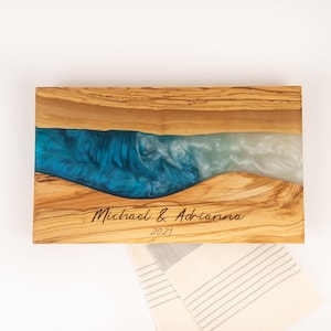 Personalized Charcuterie Board with Leg, Resin and Olive Wood Cutting Board, Epoxy Kitchen Decor, Wooden Serving Board, New Home Gifts