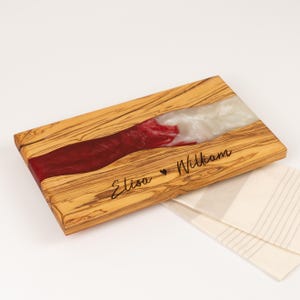 Charcuterie Board with Leg, Olive Wood and Epoxy Resin Personalized Serving Board, Custom Made Wooden Cheese Board, Kitchen Decor, Handmade