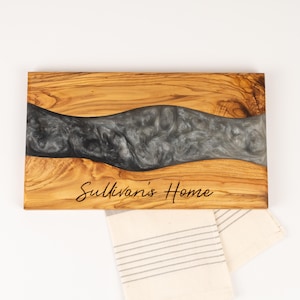 Custom Made Charcuterie Board with Leg, Personalized Serving Board, Olive Wood and Epoxy Cheese Board, Wooden Cutting Board, Handmade Gifts