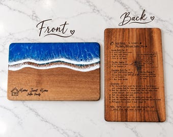 Personalized Ocean Resin Charcuterie Board, Handwriting Keepsake Gift
