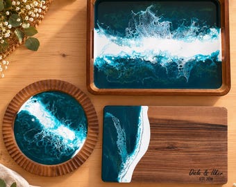 Create your Own Set, Resin Charcuterie Board Tray Plate Set, Personalized Serving Board
