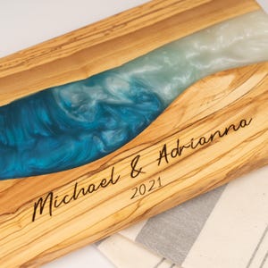 Charcuterie Board with Leg, Olive Wood and Epoxy Resin Personalized Serving Board, Custom Made Wooden Cheese Board, Kitchen Decor, Handmade