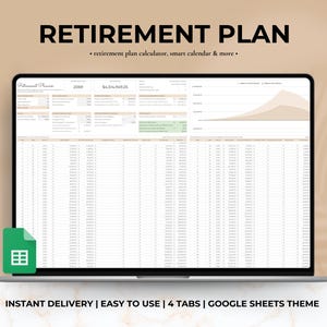 Retirement Planner Spreadsheet Google Sheets | Retirement Calculator | Financial Planning Template | Retirement Savings Tracker