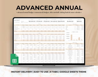Advanced Annual Budget Planner: Google Sheets Template (Digital Download)