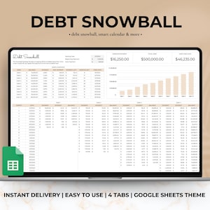 Debt Snowball Spreadsheet Google Sheets | Debt Payoff Tracker | Financial Planner Template | Debt Reduction Tool | Instant Download