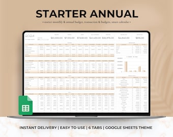 Årlig budgetplanerare: Startmall för Google Sheets (digital nedladdning)