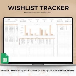 Wunschliste Tracker Google Sheets | Sparziel-Planer | Bucket List Organizer | Anpassbare Vorlage | Sofort Download