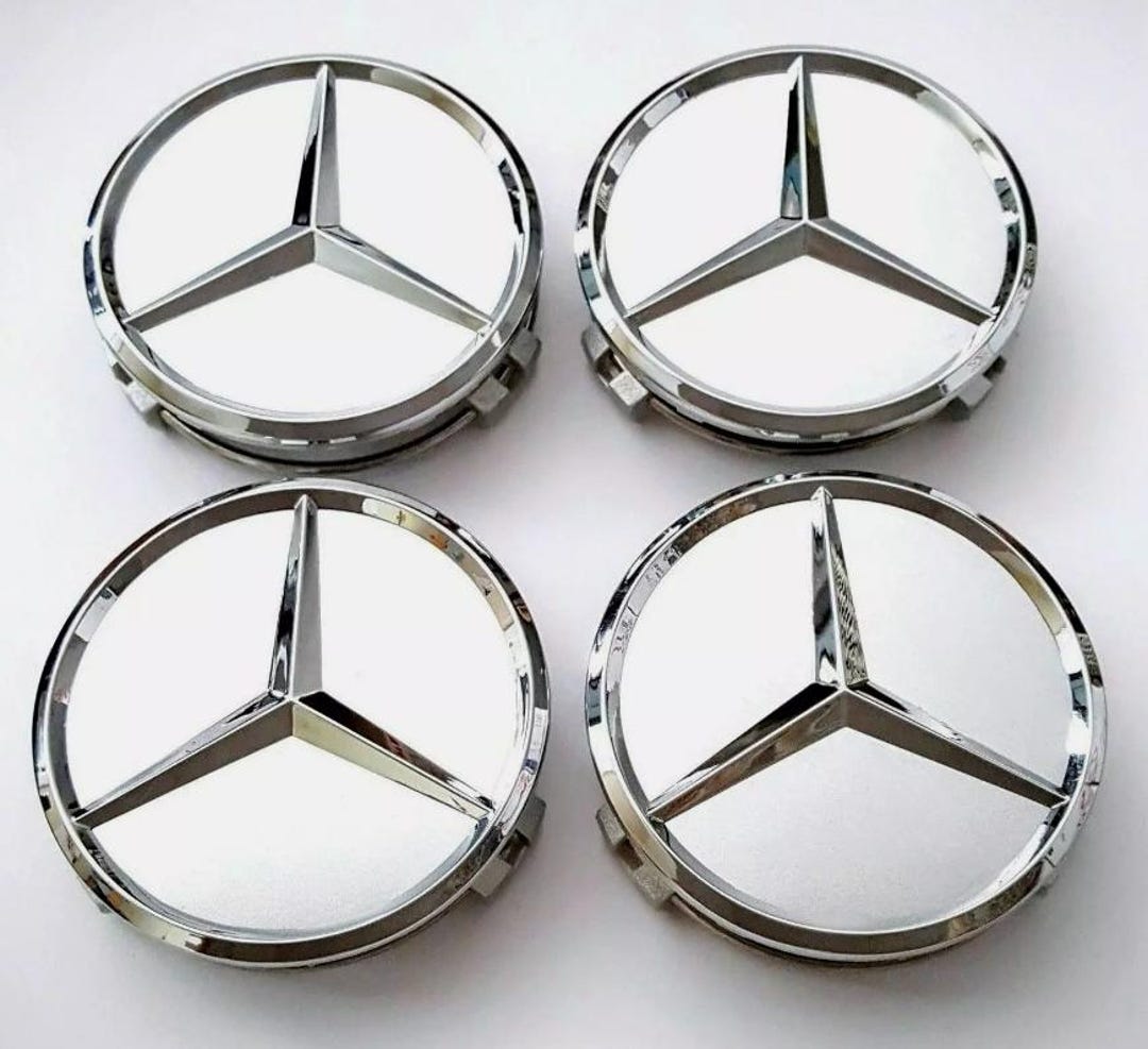 4 X New Mercedes Benz Alloy Wheel Centre Caps 75mm Badges Silver Hub A ...