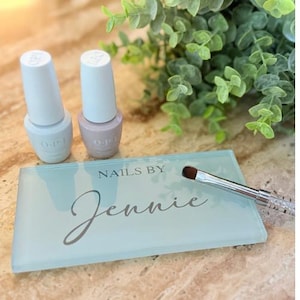 Personalized Glass Nail Art Palette - Custom Engraved Mixing Tray