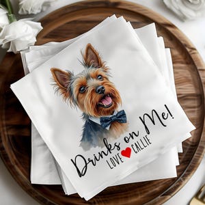 Custom Wedding Dog Napkins, Personalized Pet Cocktail Napkins, Dog Wedding Napkins, Custom Pet Napkins, Wedding Favors, Wedding Bar Napkins