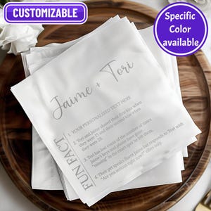 Custom Fun Facts | Cocktail Napkins for Wedding | Custom Printed Bridal Shower Party Napkin Wedding Decor Personalized Wedding Napkins