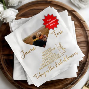 Custom Wedding Napkins, Photo Cocktail Napkins, Personalized Wedding Napkins, Wedding Décor, Bridal Shower Decor, Engagement Party Decor