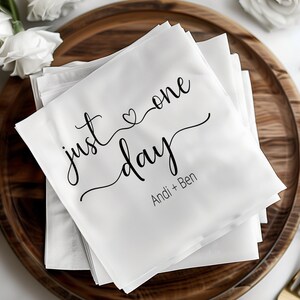 Custom Wedding Napkins | Just one Day | Personalized Wedding Napkins Name Initial Napkins Wedding Bar Napkins Cocktail Napkins Bridal Shower