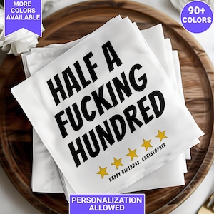 Tovaglioli personalizzati per il 50° compleanno: tovaglioli da cocktail personalizzati per feste.