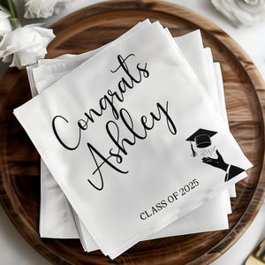 Personalized Graduation Napkins | Custom Personalized Printed Cocktail Napkin for Graduation | Class of 2025 Napkins | Congrats | Graduation