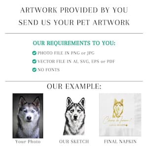 Custom Illustrated Dog Wedding Napkins, Personalized Pet Wedding Napkins, Custom Bar Napkins, Bridal Shower Decor, Engagement Party
