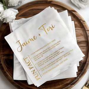 Custom Wedding Napkins | Fun Fact Bridal | Theme Personalized Cocktail Napkins | Party Decor | Bridal Shower Gift | Custom Bar Napkins