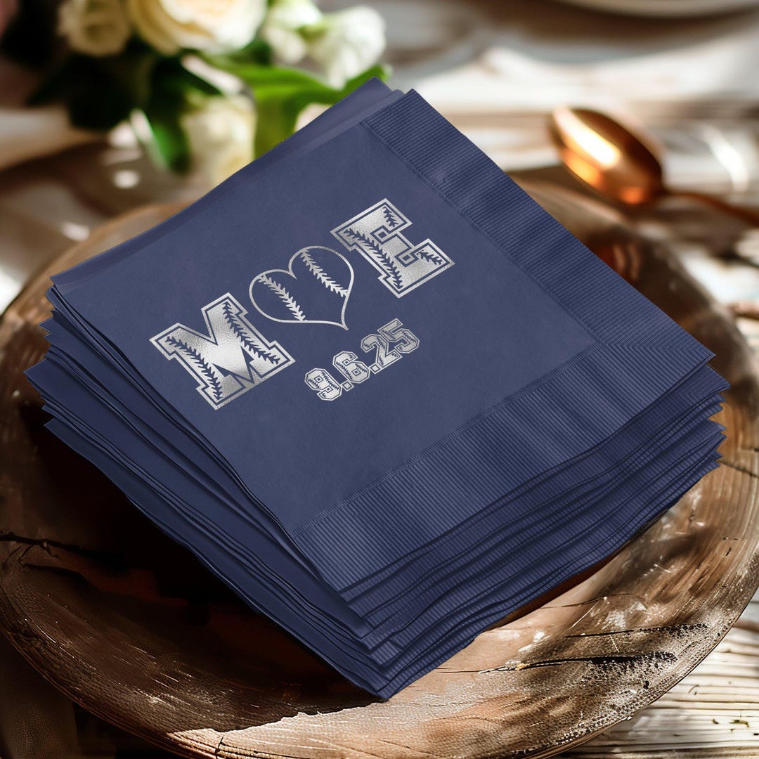 Baseball Custom Napkins, Personalized Baseball Napkins, Custom Wedding ...