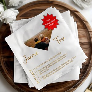 Custom Wedding Napkins, Personalized Wedding Napkins, Photo Wedding Napkins, Wedding Décor, Wedding Favors, Fun Fact Napkins
