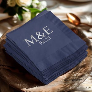 Custom Wedding Napkins Personalized Wedding Napkins Initial Name Napkins Wedding Favors Cocktail Napkins Wedding Bar Decor