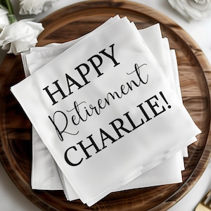 Custom Retirement Napkins, Retirement Party Cocktail Napkins, Happy Retirement, Personalized Napkins 2025, Happy Retirement Custom
